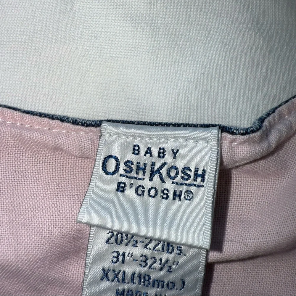 Y2K OshKosh B'gosh Blue Denim Kids Dress Embroidered Cat Yarn Pockets 18 Mo CUTE
